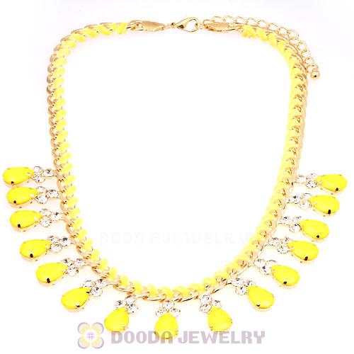 Black Resin Diamond Crystal Chunky Choker Bib Necklace