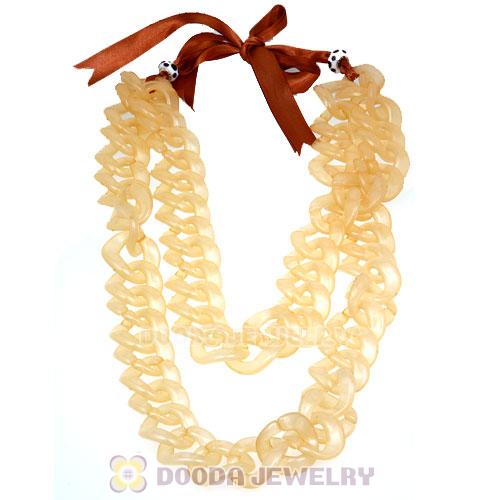 Acrylic Hoop Chunky Silk Ribbon Costume Jewelry Necklace