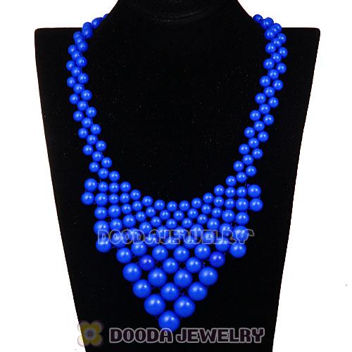 2013 Fashion Ladies Dark Blue Plastic Bubble Bib Necklace Wholesale