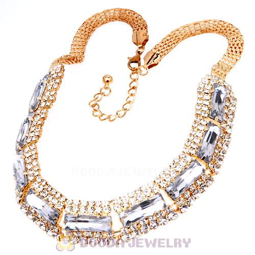 Chunky Gold Chain Resin Rhinestone Crystal Choker Collar Necklace
