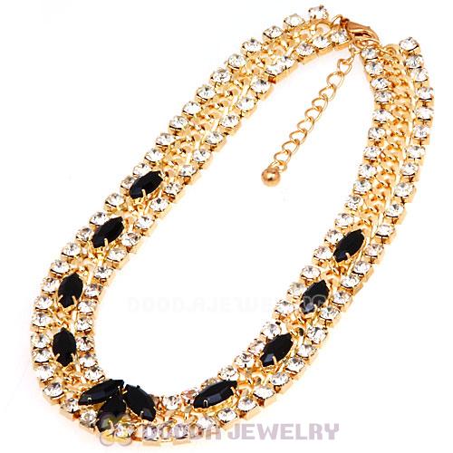 Chunky Gold Chain Resin Rhinestone Crystal Choker Collar Necklace