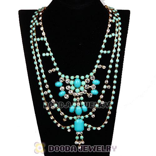 Resin Rhinestone Crystal Costume Jewelry Bib Necklace