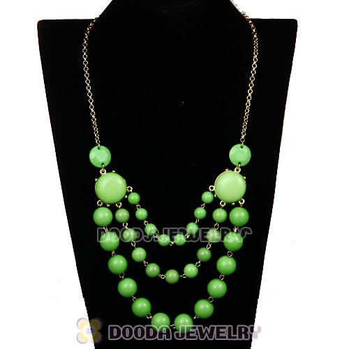 Gold Chain Three Layers Olivine Resin Bubble Bib Statement Necklaces Wholesale 