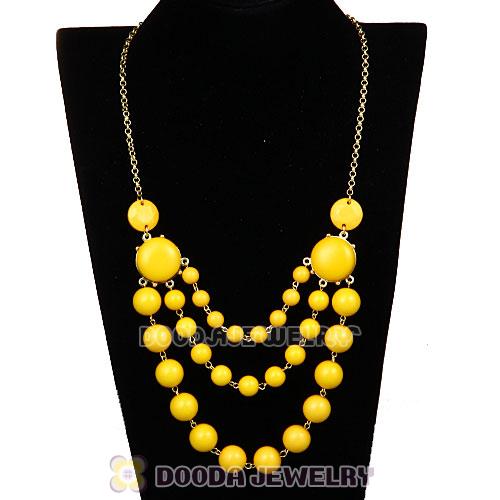 Gold Chain Three Layers Yellow Resin Bubble Bib Statement Necklaces Wholesale 