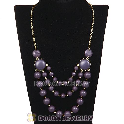 Gold Chain Three Layers Grey Resin Bubble Bib Statement Necklaces Wholesale 