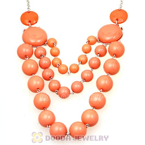 Silver Chains Cheap Orange Resin Bubble Bib Necklaces Wholesale