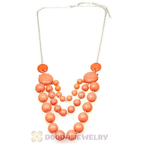 Silver Chains Cheap Orange Resin Bubble Bib Necklaces Wholesale