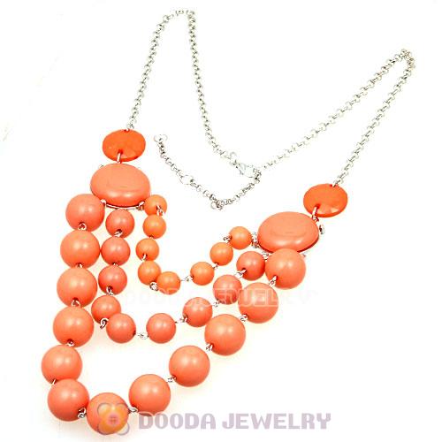Silver Chains Cheap Orange Resin Bubble Bib Necklaces Wholesale