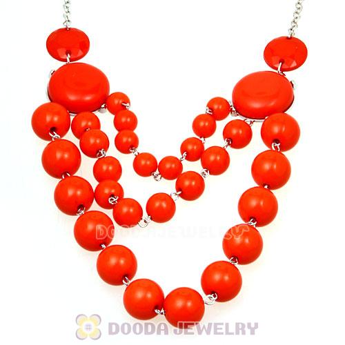 Silver Chains Cheap Orange Resin Bubble Bib Necklaces Wholesale