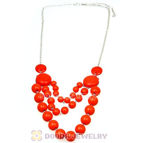 Silver Chains Cheap Orange Resin Bubble Bib Necklaces Wholesale