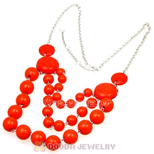 Silver Chains Cheap Orange Resin Bubble Bib Necklaces Wholesale