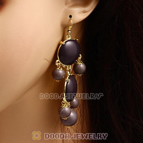 Fashion Gold Plated Grey Resin Chandelier Bubble Earrings Wholesale