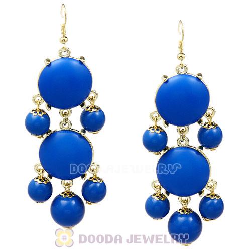 Fashion Gold Plated Dark Blue Resin Chandelier Bubble Earrings Wholesale