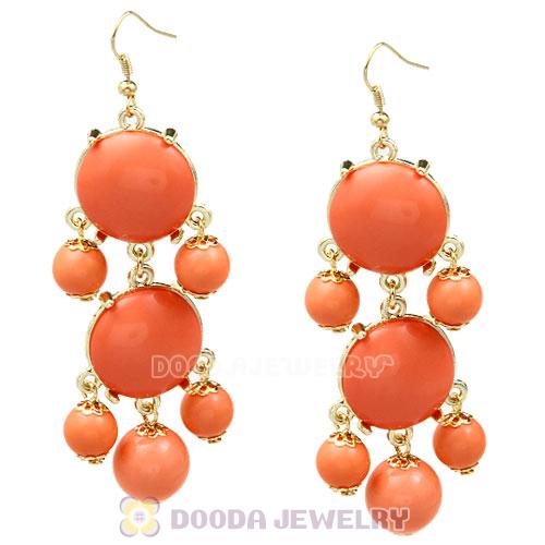 Fashion Gold Plated Orange Resin Chandelier Bubble Earrings Wholesale
