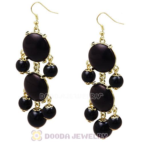 Fashion Gold Plated Black Resin Chandelier Bubble Earrings Wholesale