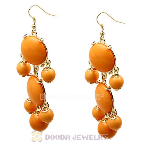 Fashion Gold Plated Yolk Yellow Resin Chandelier Bubble Earrings Wholesale