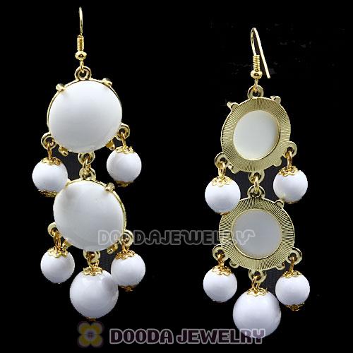 Fashion Gold Plated White Resin Chandelier Bubble Earrings Wholesale