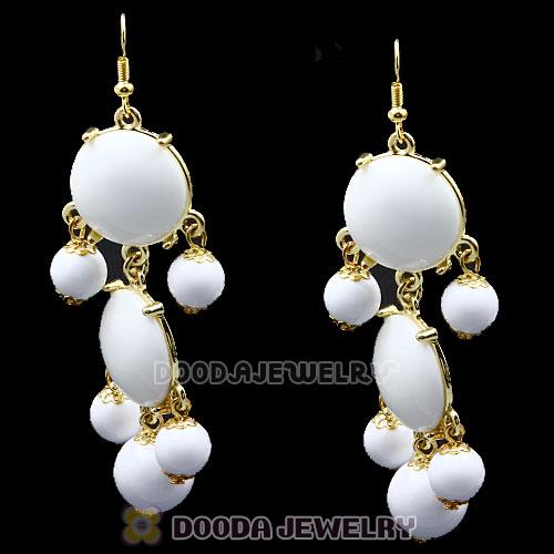 Fashion Gold Plated White Resin Chandelier Bubble Earrings Wholesale