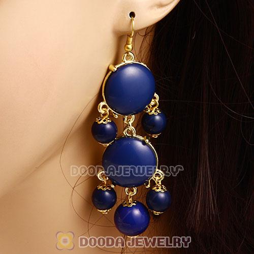 Fashion Gold Plated Navy Resin Chandelier Bubble Earrings Wholesale