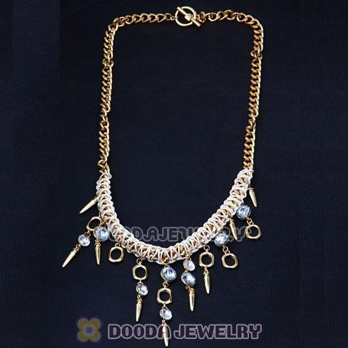 Chunky Gold Chain Rhinestone Crystal Pendant Necklace
