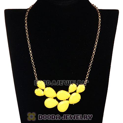 Gold Chain Yellow Resin Diamond Pendant Necklace Wholesale