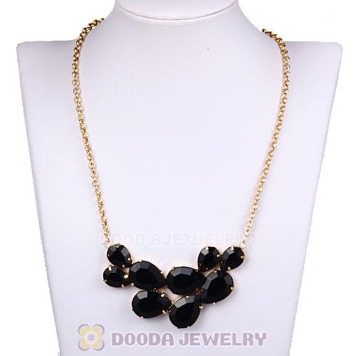 Gold Chain Black Resin Diamond Pendant Necklace Wholesale