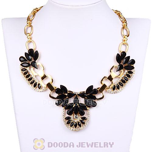 Chunky Gold Chain Resin Rhinestone Costume Jewelry Necklace 