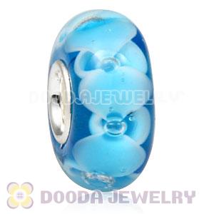 Handmade European Petals Glass Beads Inside Cubic Zirconia In 925 Silver Core 