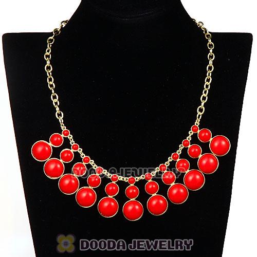 Fashion Coral Red Resin Bubble Bib Statement Necklace Wholesale