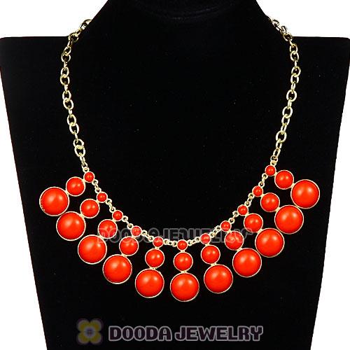 Fashion Orange Resin Bubble Bib Statement Necklace Wholesale