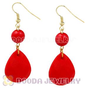 Fashion Hoop Coral Red Bubble Earrings Wholesale