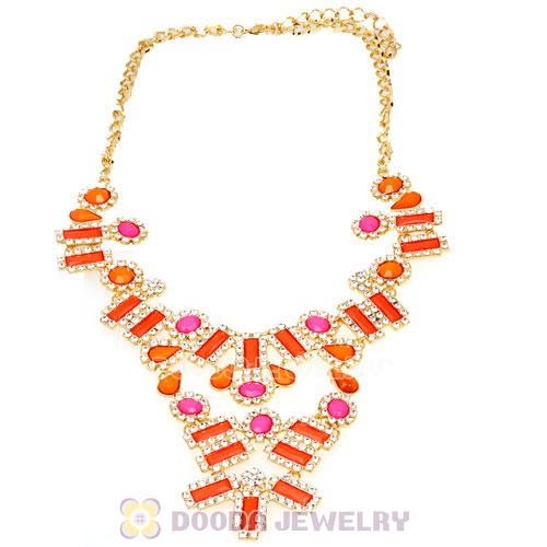 Fashion Ladies Rhinestone Crystal Resin Bib Statement Necklace 