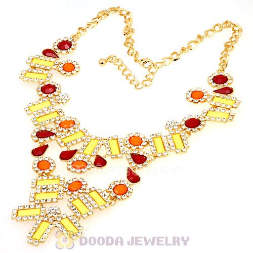 Fashion Ladies Rhinestone Crystal Resin Bib Statement Necklace 
