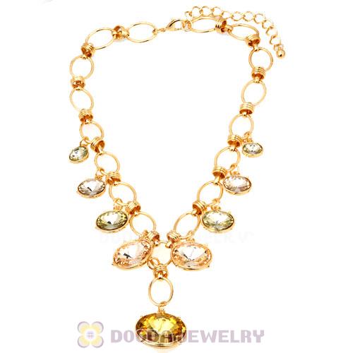 Fashion Ladies Gold Chain Rhinestone Crystal Bib Necklace