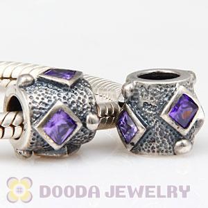 Solid Sterling Silver European Style Beads with Stone