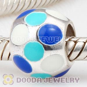 925 Solid Silver Charm Jewelry Beads Enamel Football