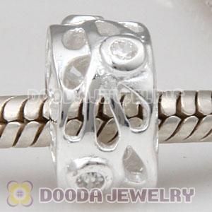 Solid Sterling Silver European Style Beads with Stone