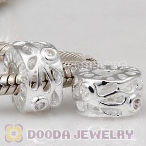 Solid Sterling Silver European Style Beads with Stone