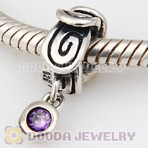 925 Sterling Silver Charm Jewelry Beads Dangle purple dot