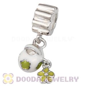 Solid Sterling Silver Charm Jewelry Beads Dangle Enamel baby shoe