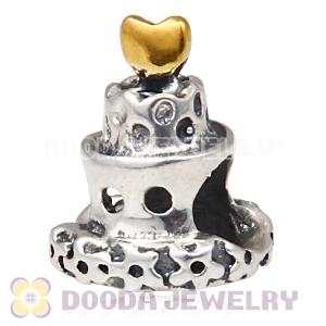  925 Silver  Wedding Cake Charms Fit On European Largehole Jewelry Bracelet 