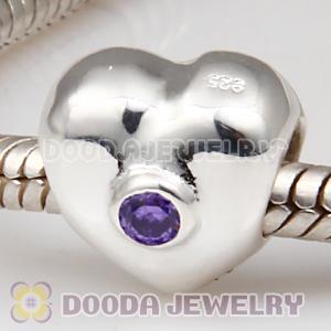 Solid Sterling Silver European Style Beads with Stone