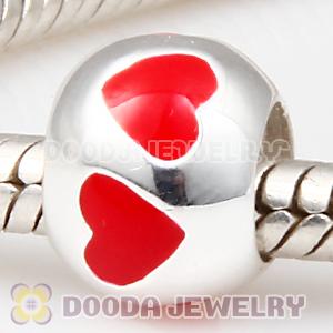 925 Sterling Silver Charm Jewelry Beads Enamel Pink Love