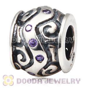 European Style Silver Beads with Purple Stone