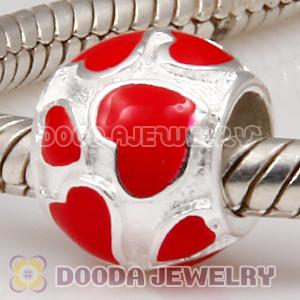925 Sterling Silver JewelryBead with Red Hot Love Enamel