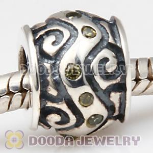 European Style Silver Beads with Yellow Stone