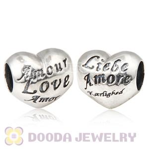 Sterling Silver Love Heart Charm With I Love You In Different Languages