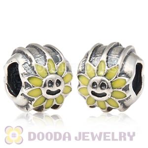 925 Sterling Silver European Smile Flower Charm Beads