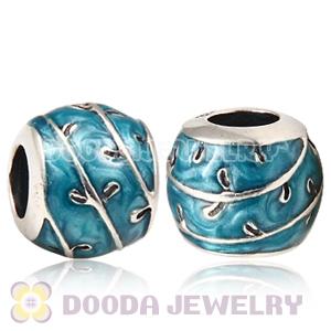 European Silver Bead Fantasy Vines with Blue Enamel