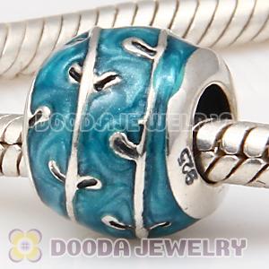 925 Sterling Silver Fantasy Vines Bead with Blue Enamel